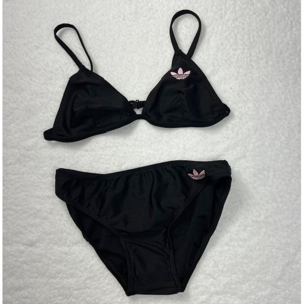 Adidas Junior‎ Girls Bikini Swimming Top Bottoms Black US Size 6 VTG NWT